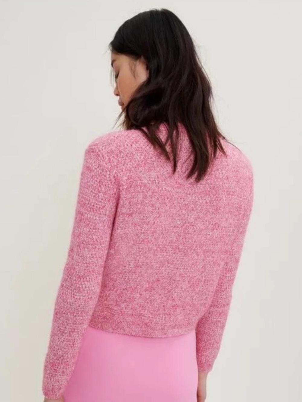 NWOT Maje pink tweed cardigan jacket with buttons and pockets | Size 1/S - Picture 2 of 10